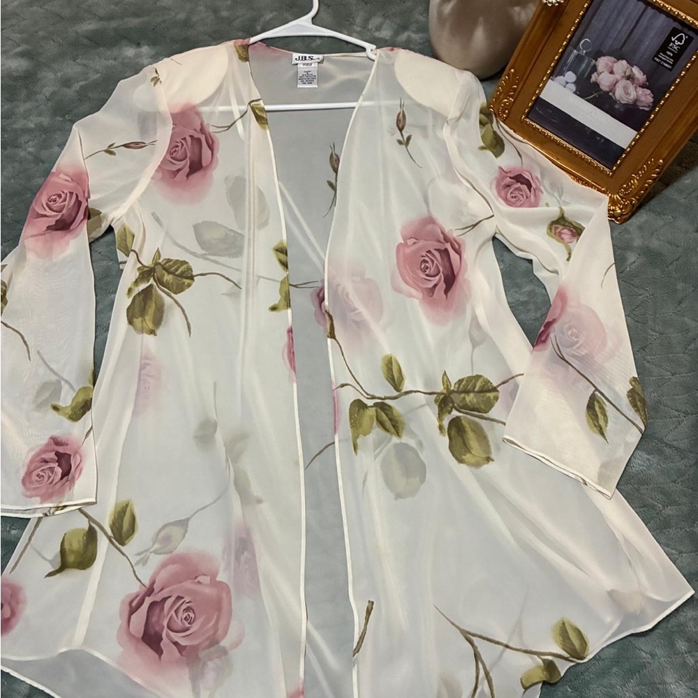 J.B.S. Floral Sheer Top - White and Pink